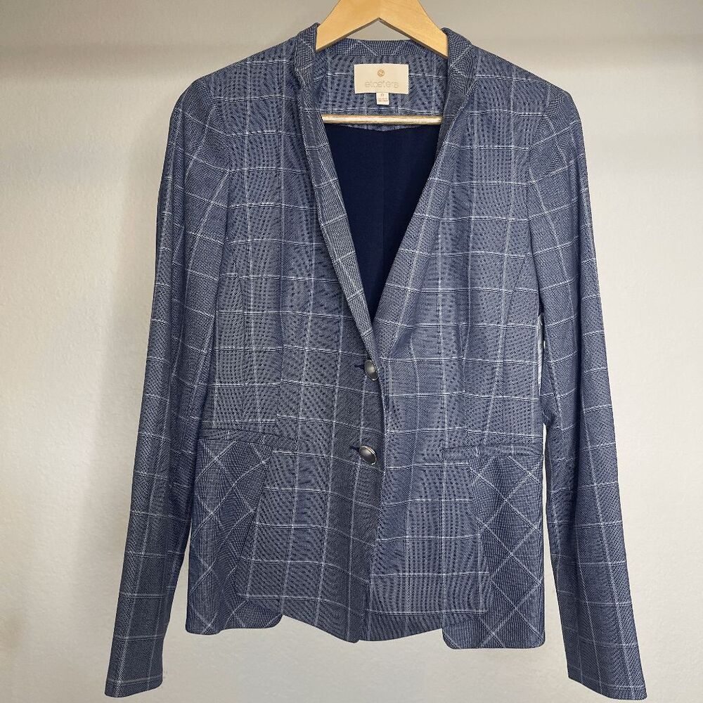 NWT Etcetera Women's Blazer Preppy Windowpane‎ Plaid